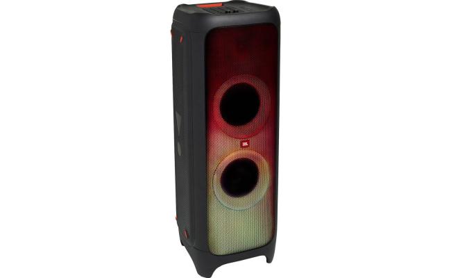 JBL Party Box 1000 Wireless Speaker, 1100W Audio Power, Integrated DJ Launchpad, 2 x 7" Mid-Range & 1 x 12" Woofer, Full Panel LED Lighting Effects, Concealed Wheels & Handle - Black